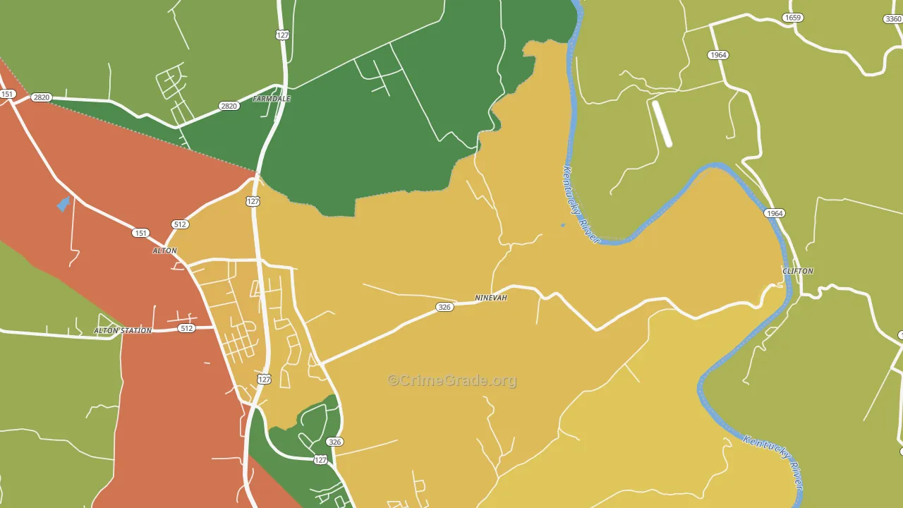 Ninevah, KY Map of Theft Rates