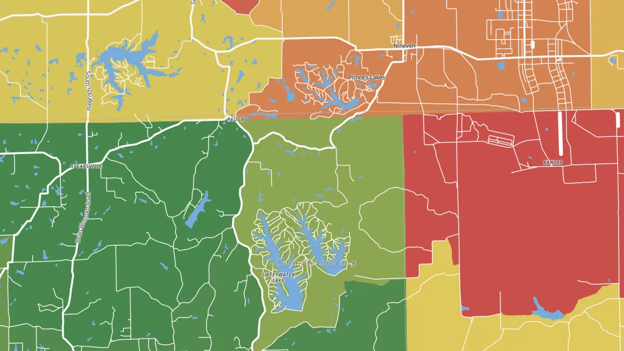 Nineveh, IN Map of Theft Rates