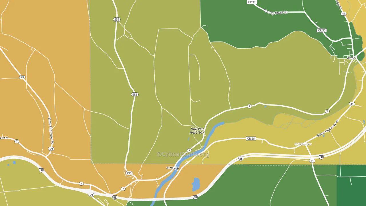 Nineveh Junction, NY Map of Theft Rates