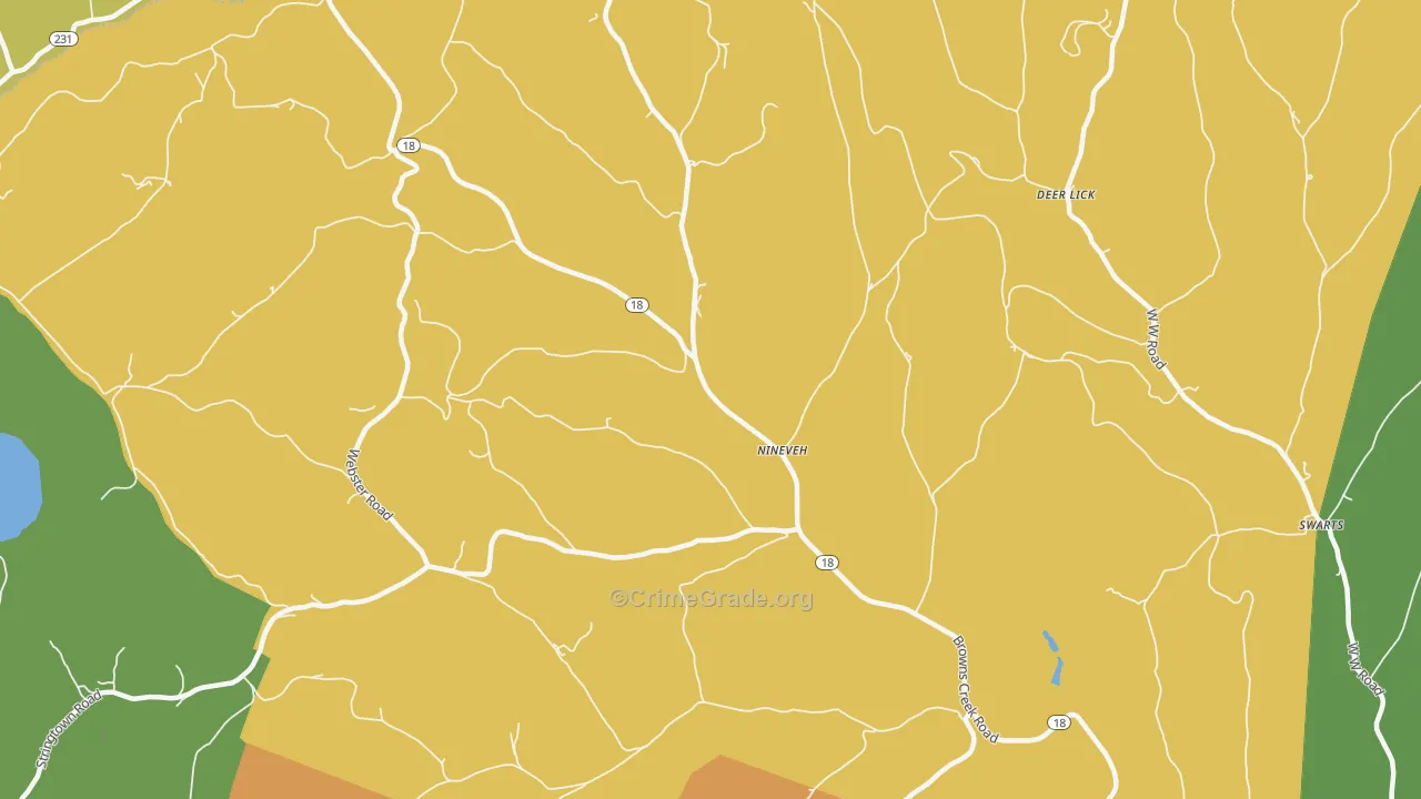 Nineveh, PA Map of Theft Rates