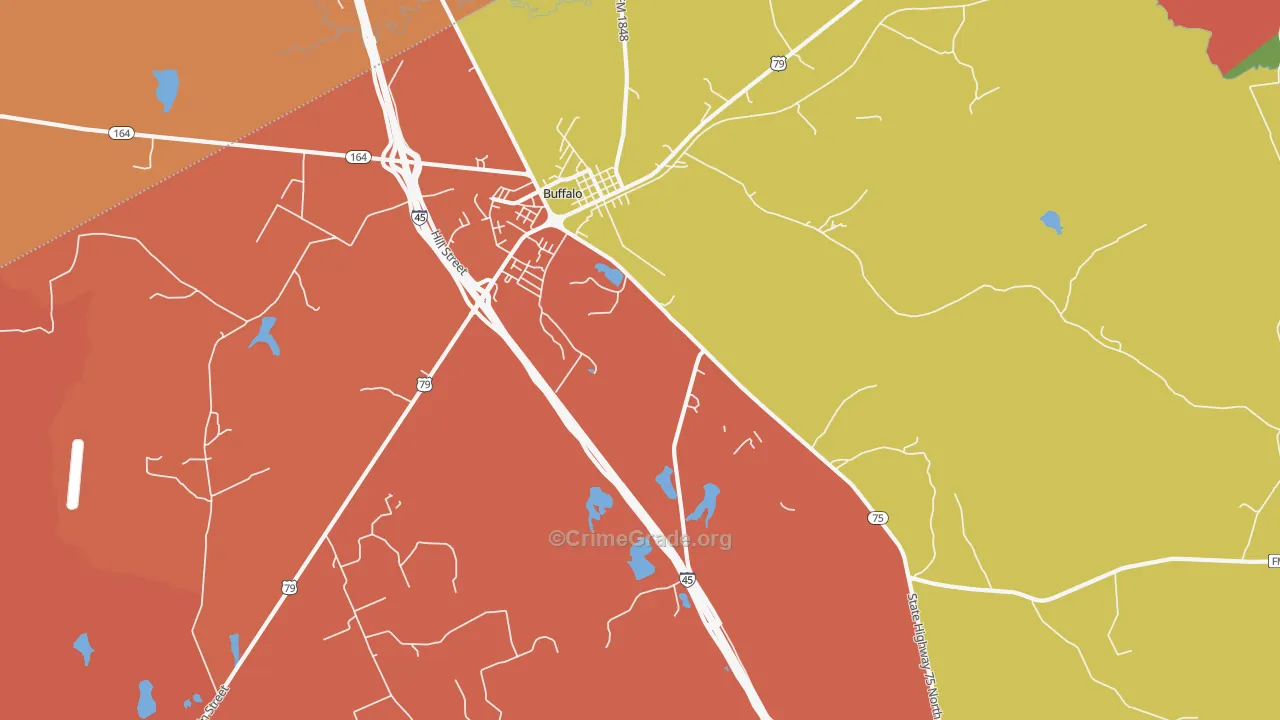 Nineveh, TX Map of Theft Rates