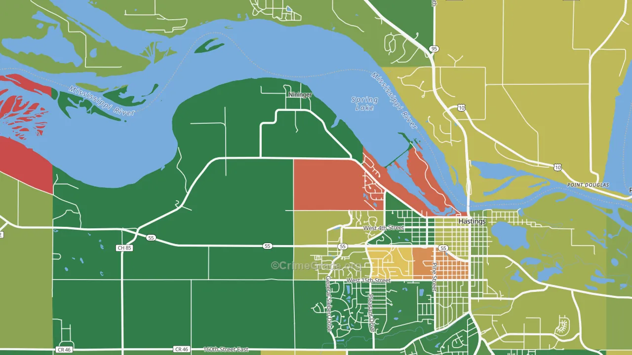 Nininger, MN Map of Theft Rates