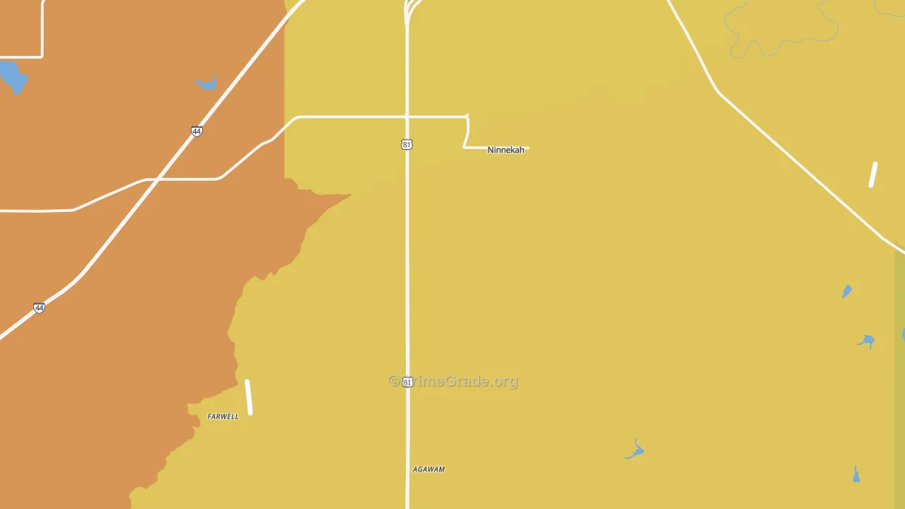 Ninnekah, OK Map of Theft Rates