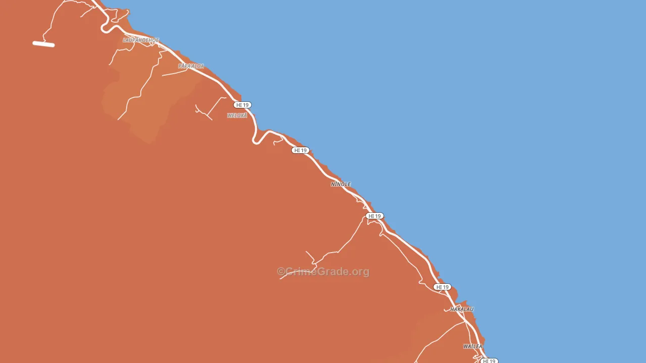 Ninole, HI Map of Theft Rates