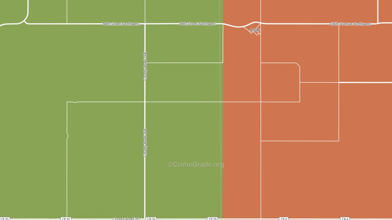 Niobe, ND Map of Theft Rates
