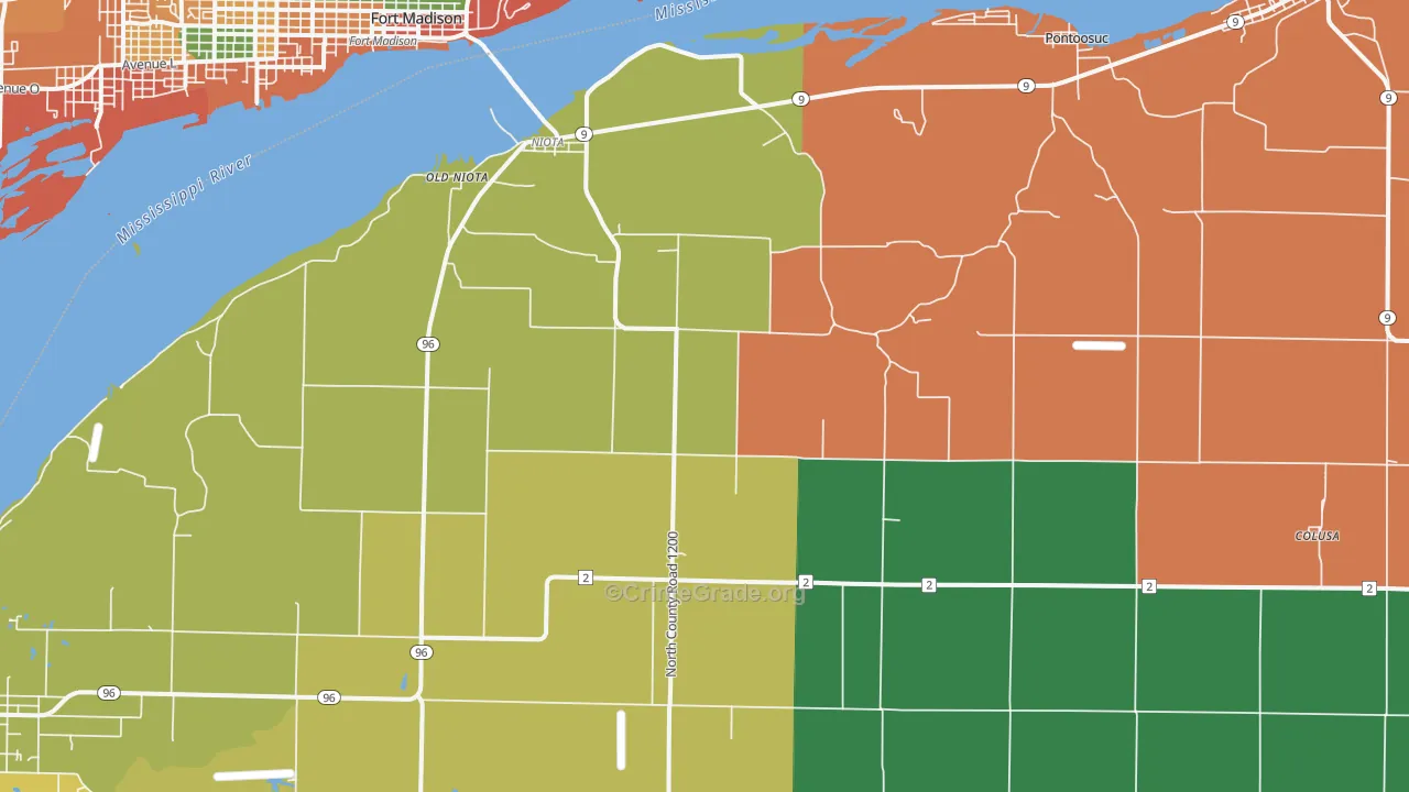 Niota, IL Map of Theft Rates