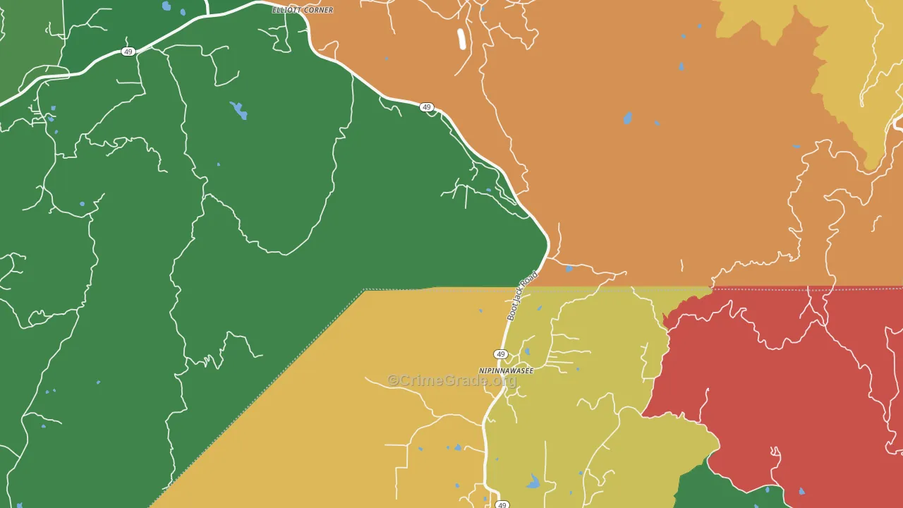 Nipinnawasee, CA Map of Theft Rates