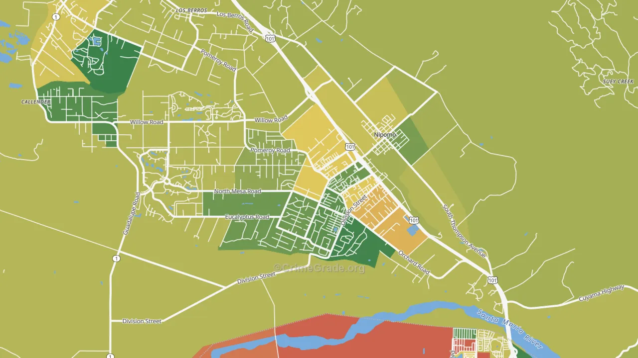 Nipomo, CA Map of Theft Rates