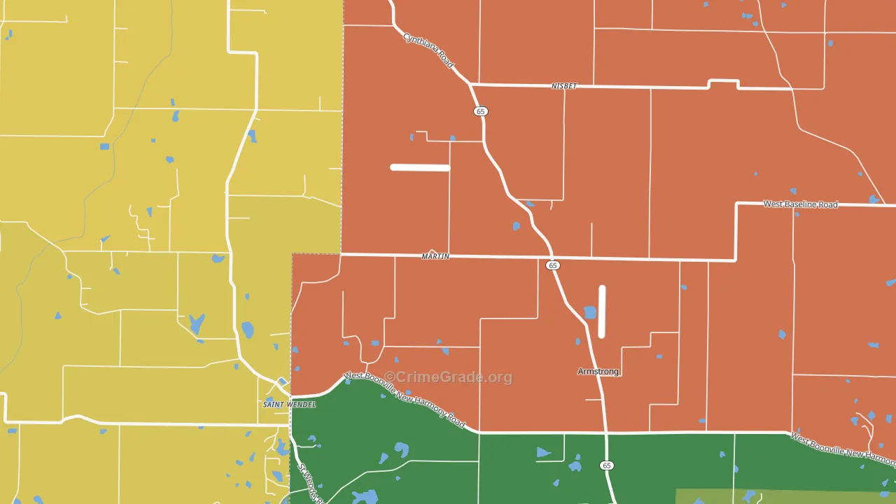 Nisbet, IN Map of Theft Rates