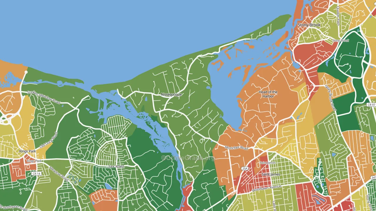 Nissequogue, NY Map of Theft Rates