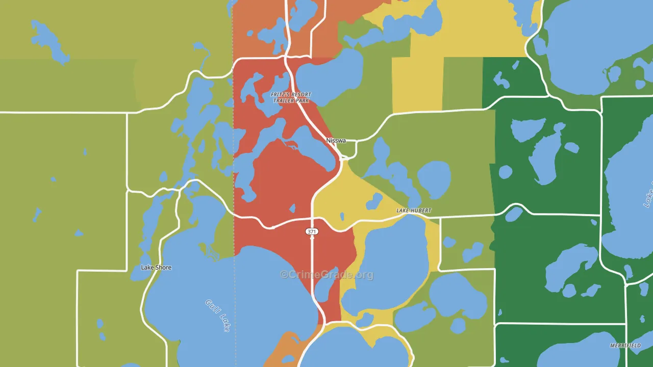 Nisswa, MN Map of Theft Rates