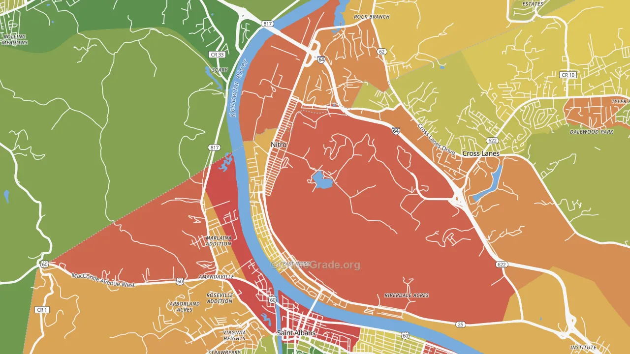 Nitro, WV Map of Theft Rates