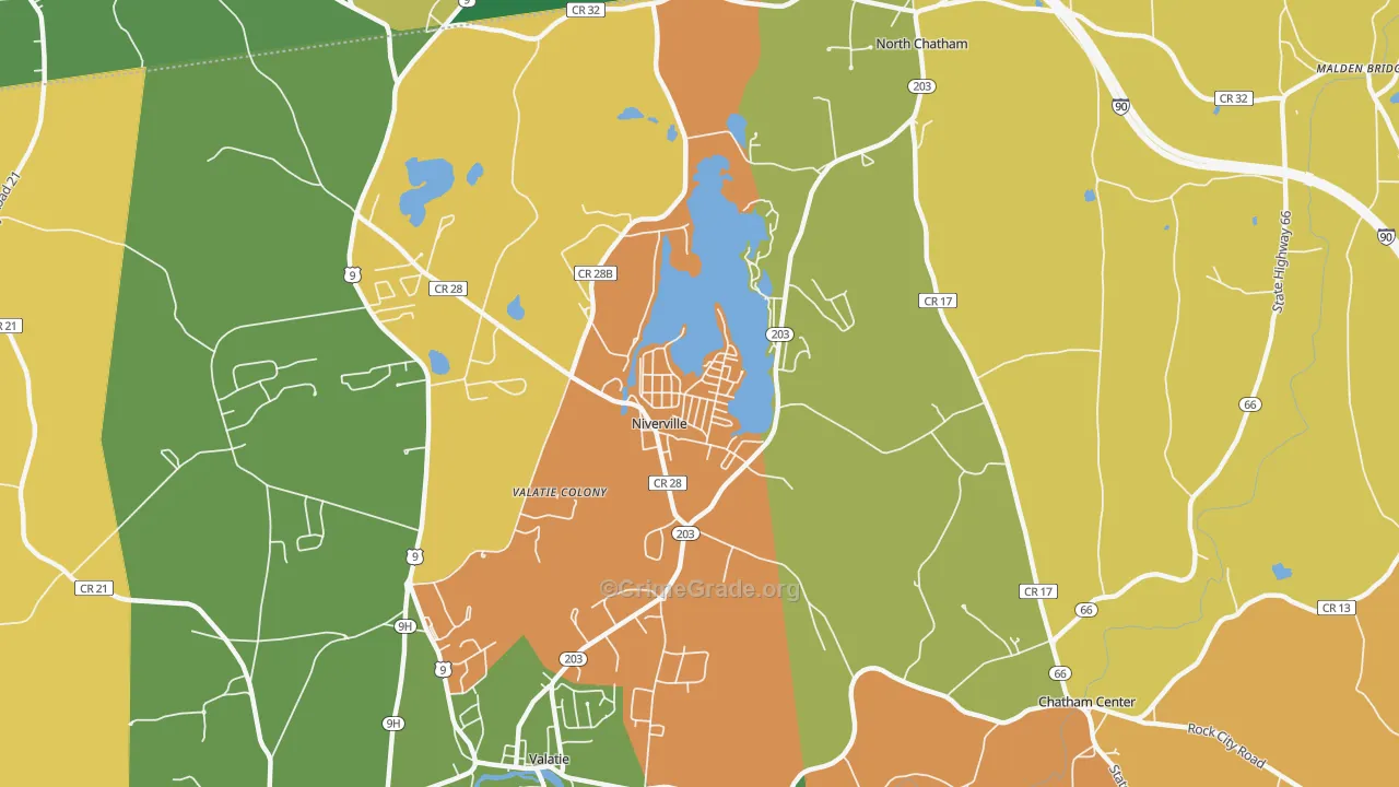 Niverville, NY Map of Theft Rates