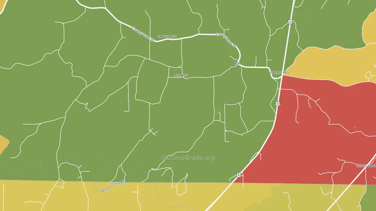 Nix Mill, AL Map of Theft Rates