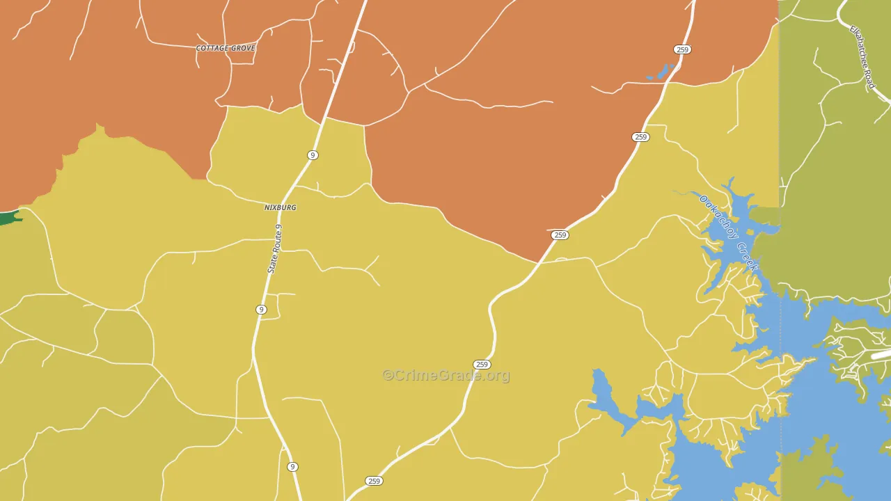 Nixburg, AL Map of Theft Rates