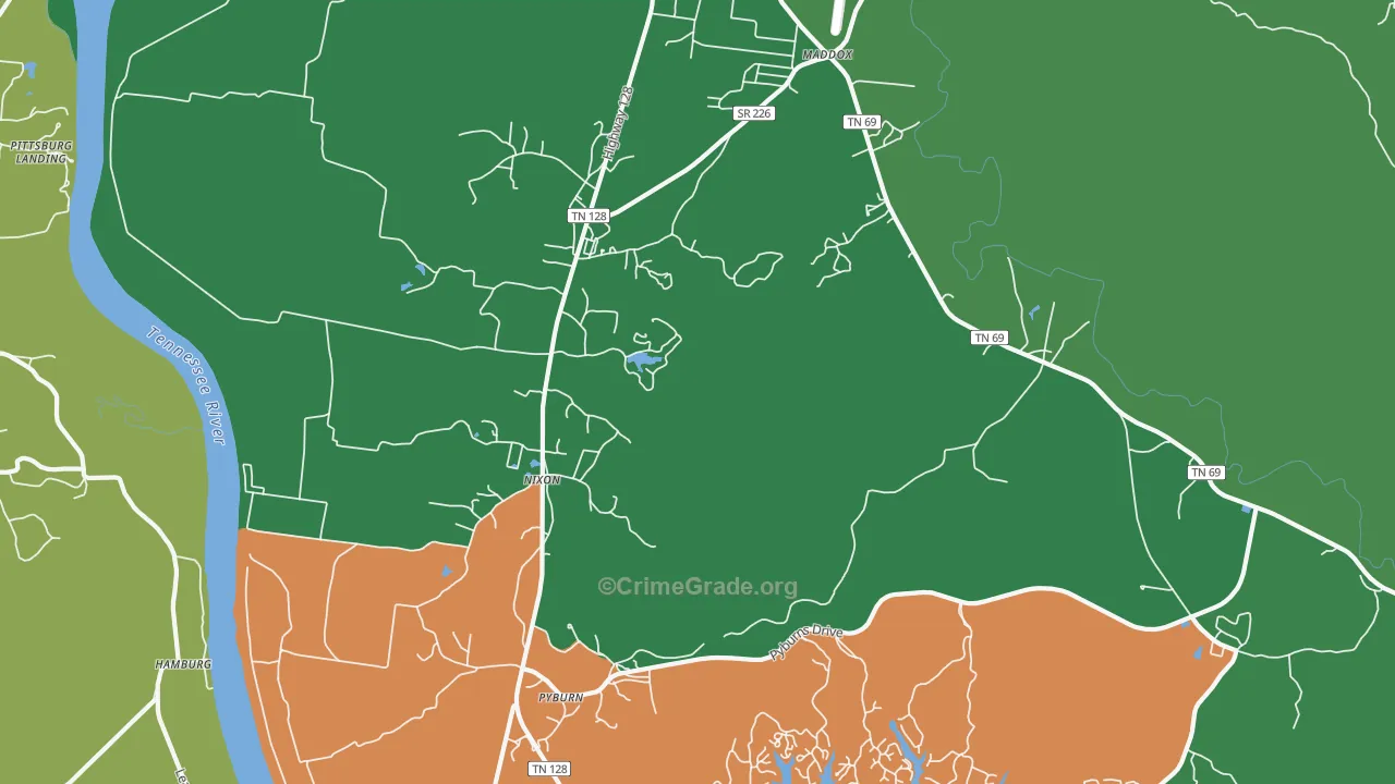 Nixon, TN Map of Theft Rates