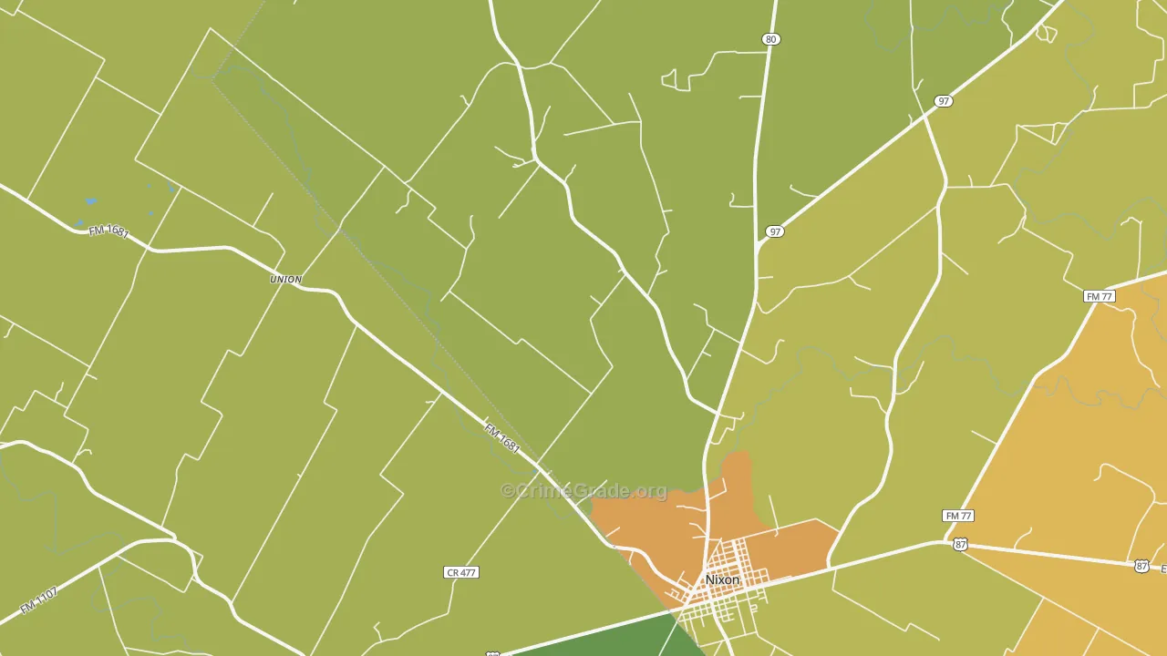 Nixon, TX Map of Theft Rates