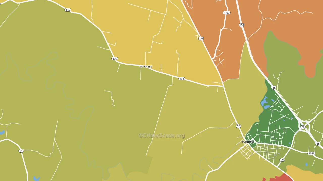 No Creek, KY Map of Theft Rates