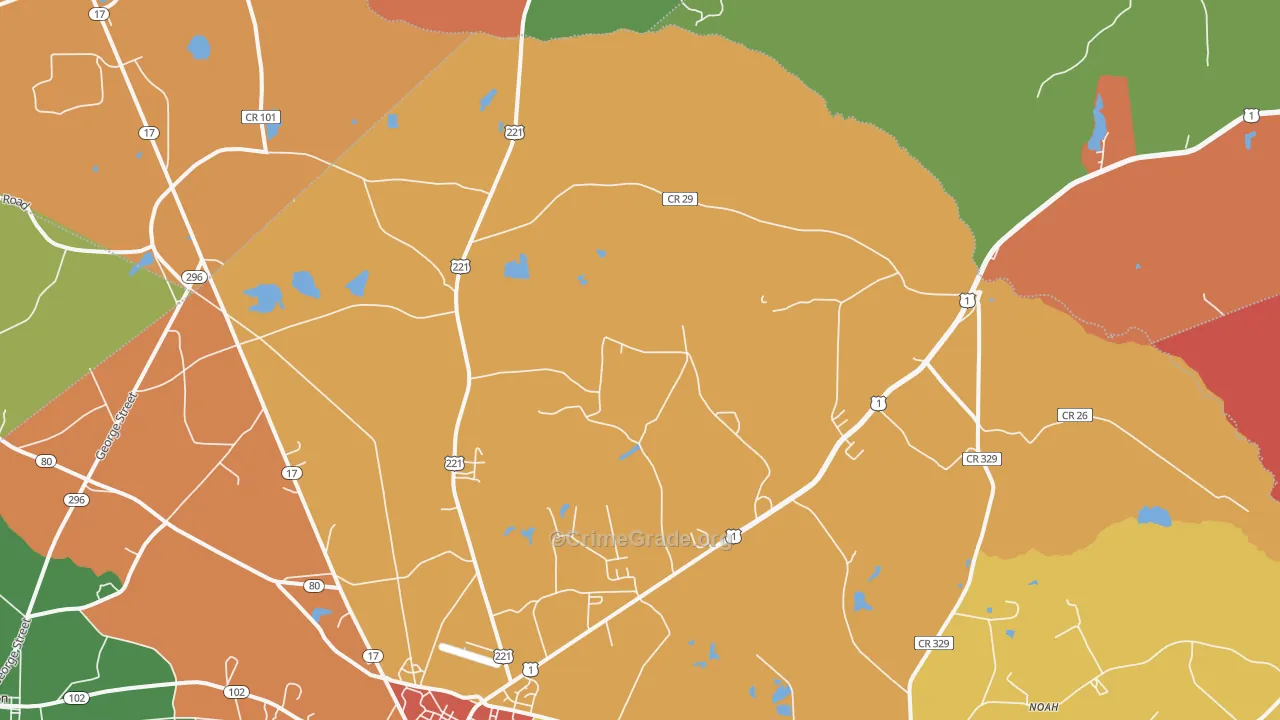Noah, GA Map of Theft Rates