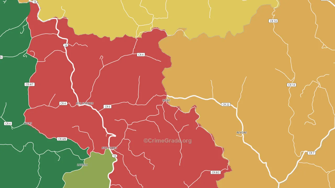 Nobe, WV Map of Theft Rates