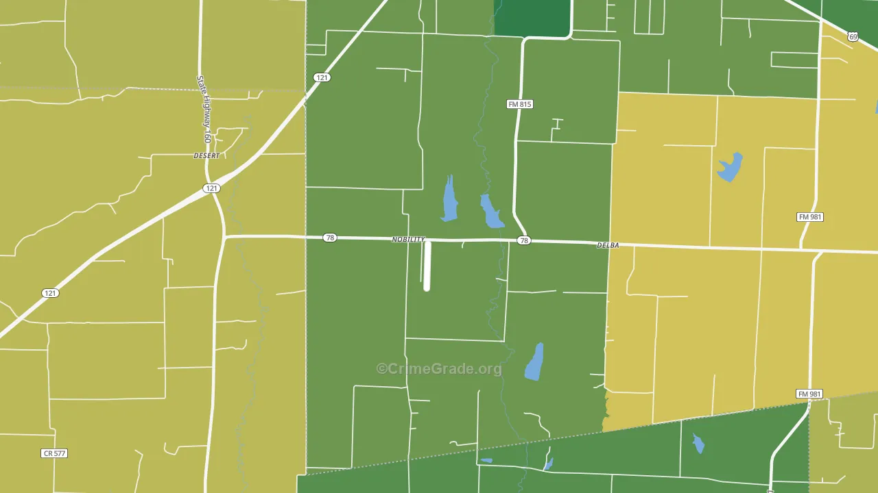 Nobility, TX Map of Theft Rates