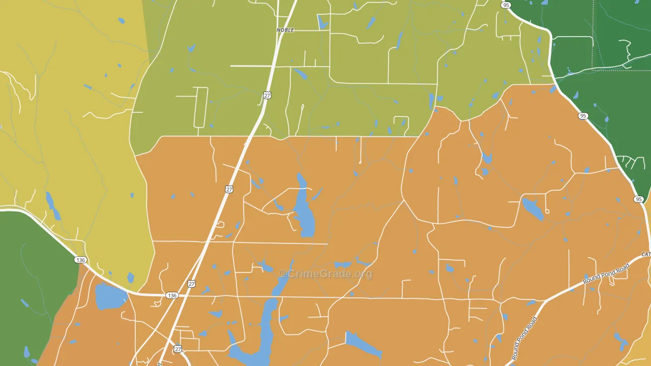 Noble, GA Map of Theft Rates