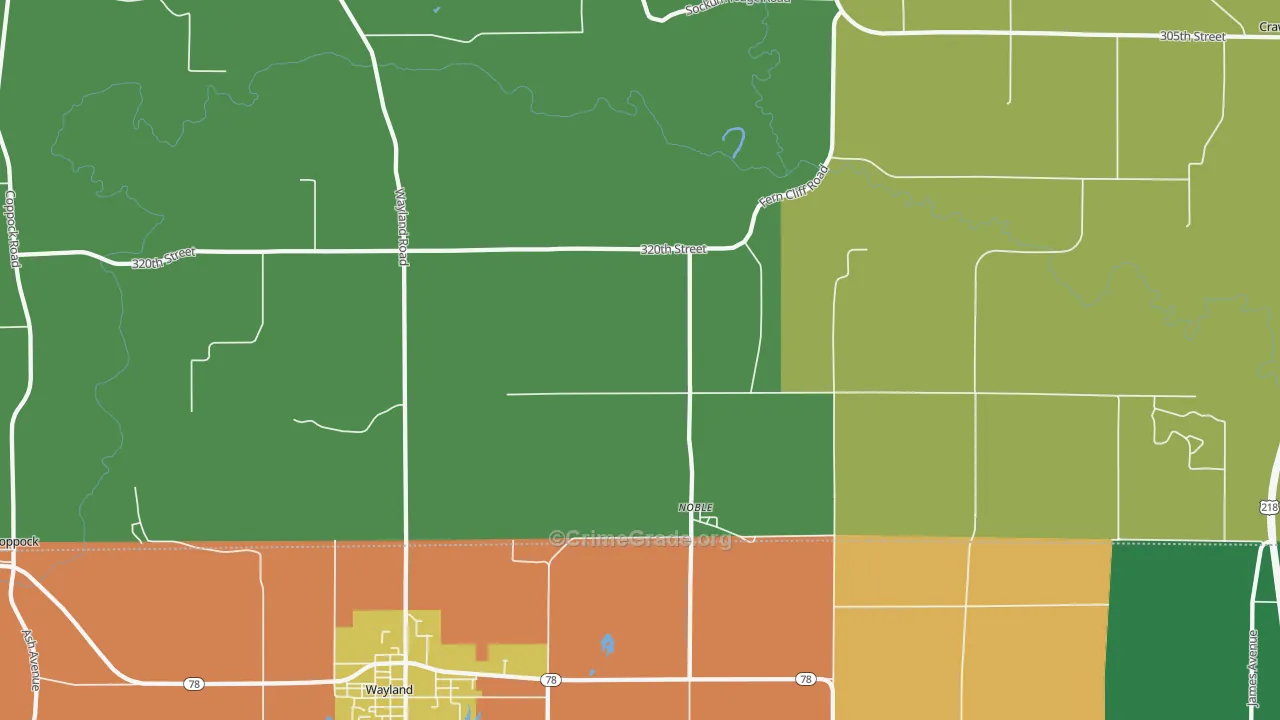 Noble, IA Map of Theft Rates
