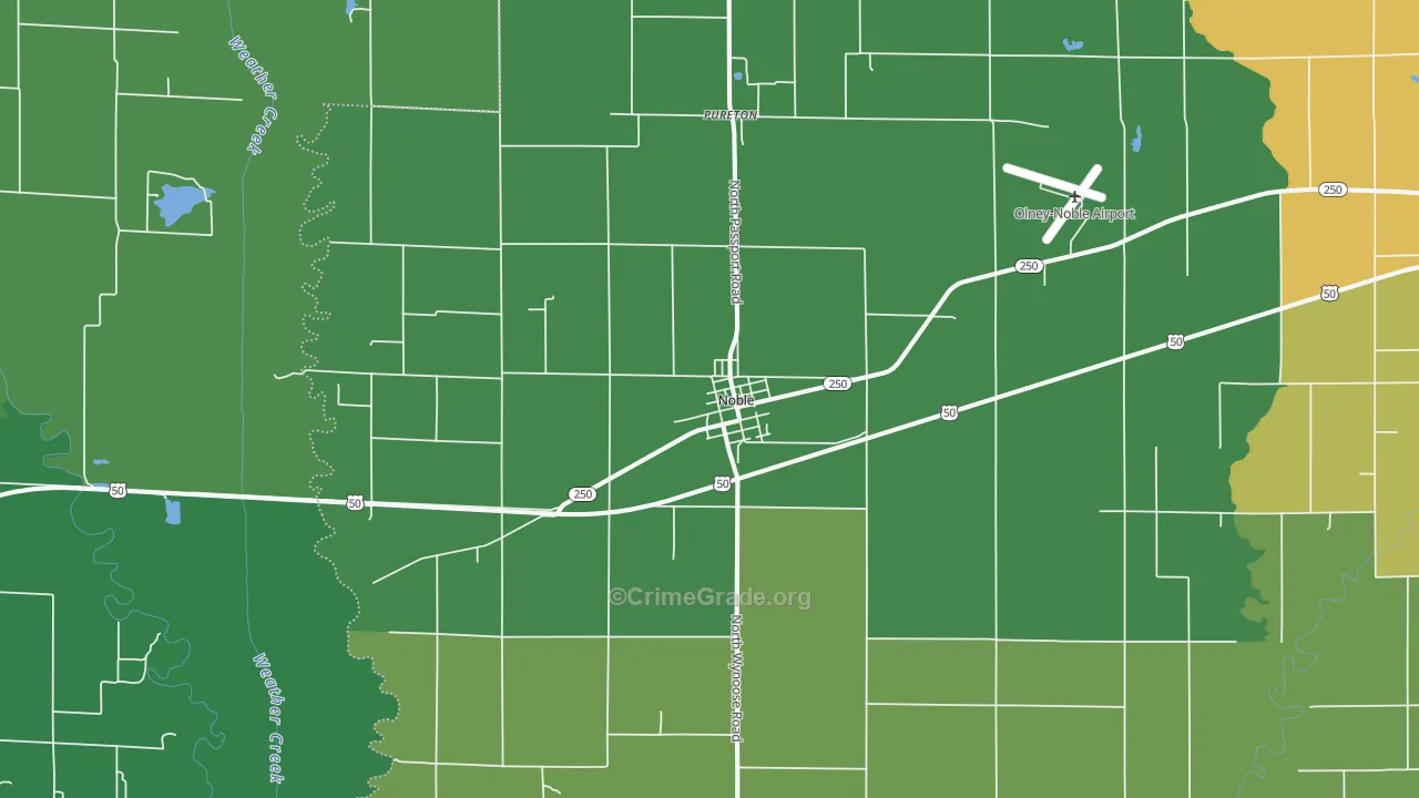 Noble, IL Map of Theft Rates