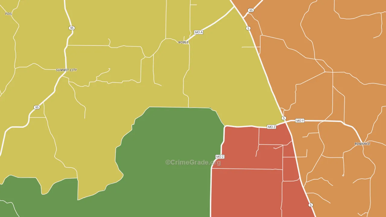 Noble, MO Map of Theft Rates