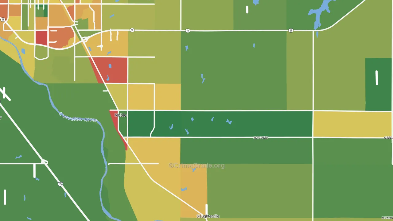 Noble, OK Map of Theft Rates