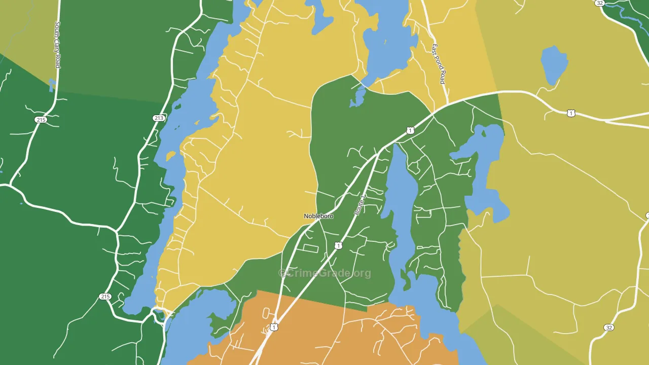 Nobleboro, ME Map of Theft Rates