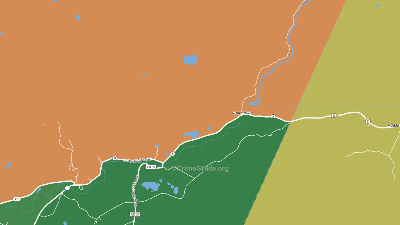 Nobleboro, NY Map of Theft Rates
