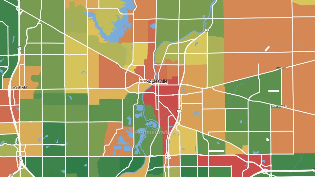 Noblesville, IN Map of Theft Rates