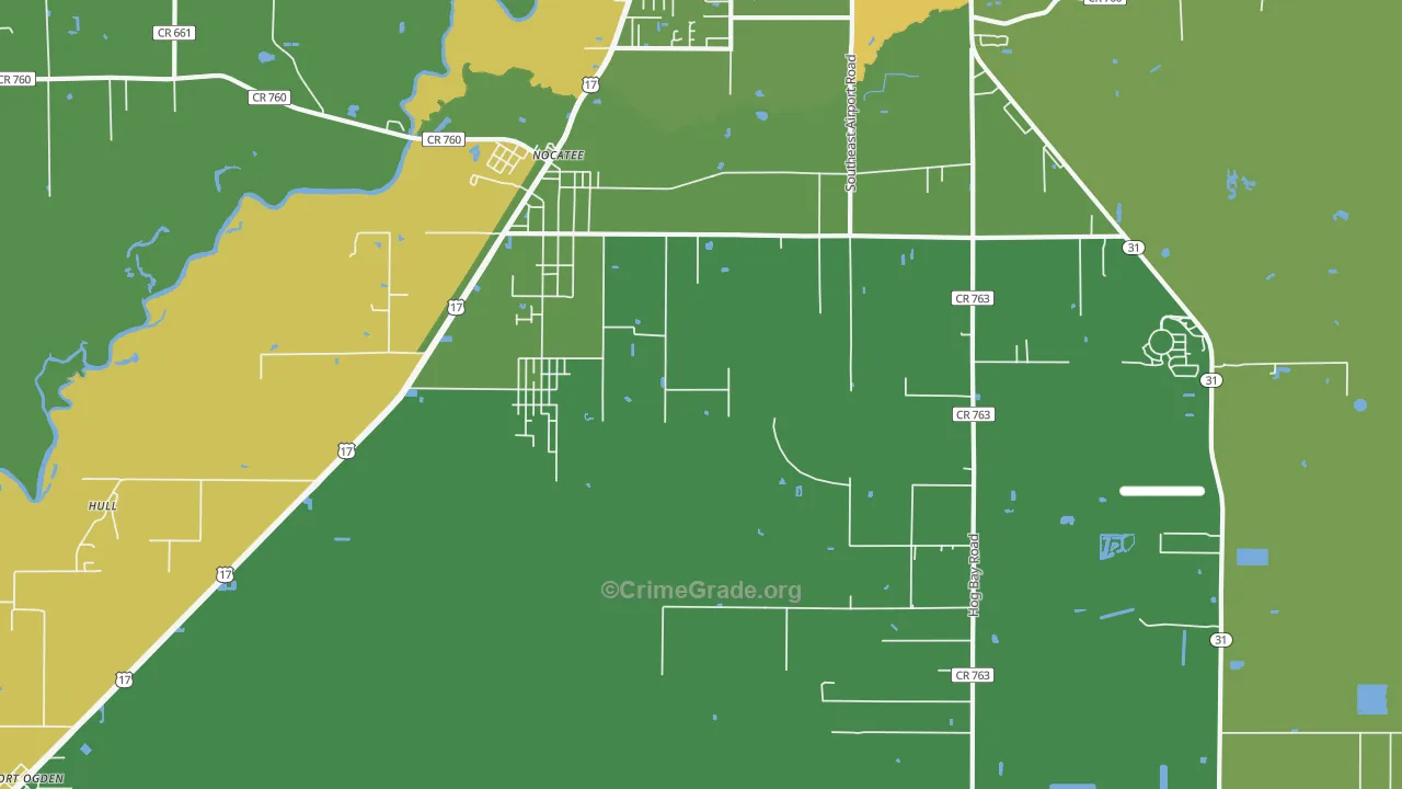 Nocatee, FL Map of Theft Rates