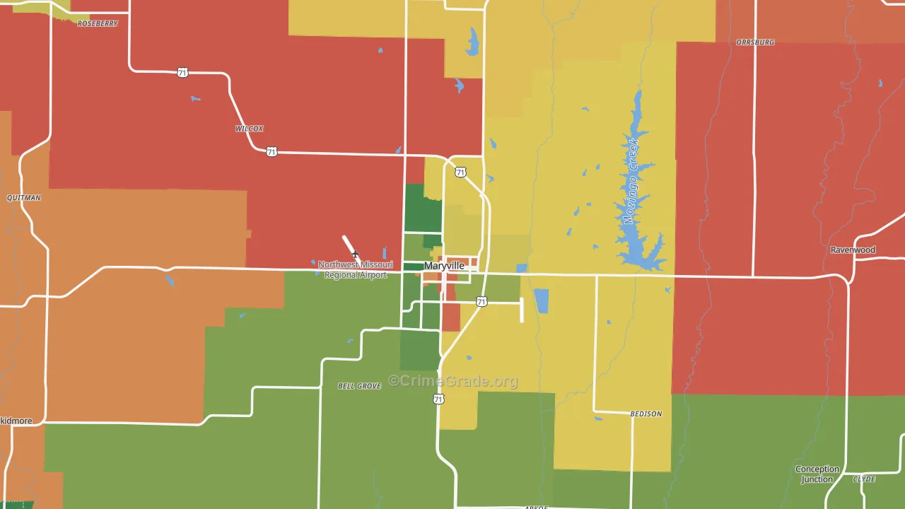 Nodaway County, MO Map of Theft Rates