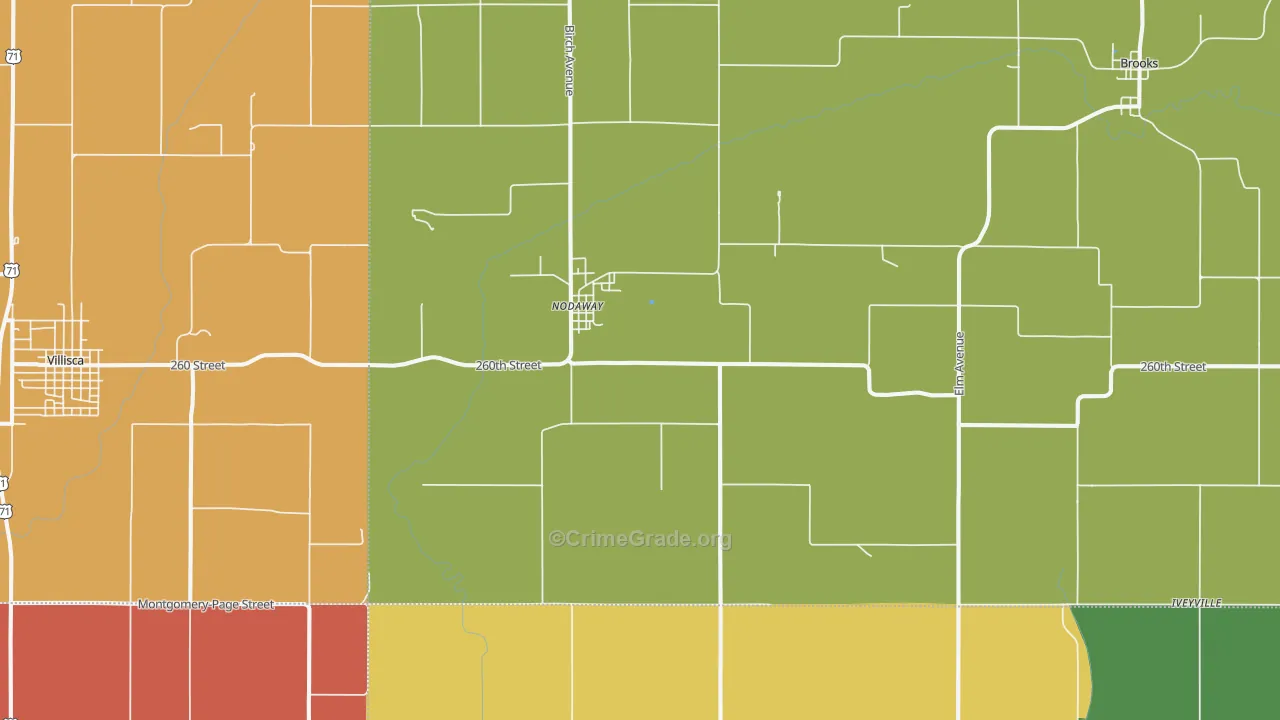 Nodaway, IA Map of Theft Rates