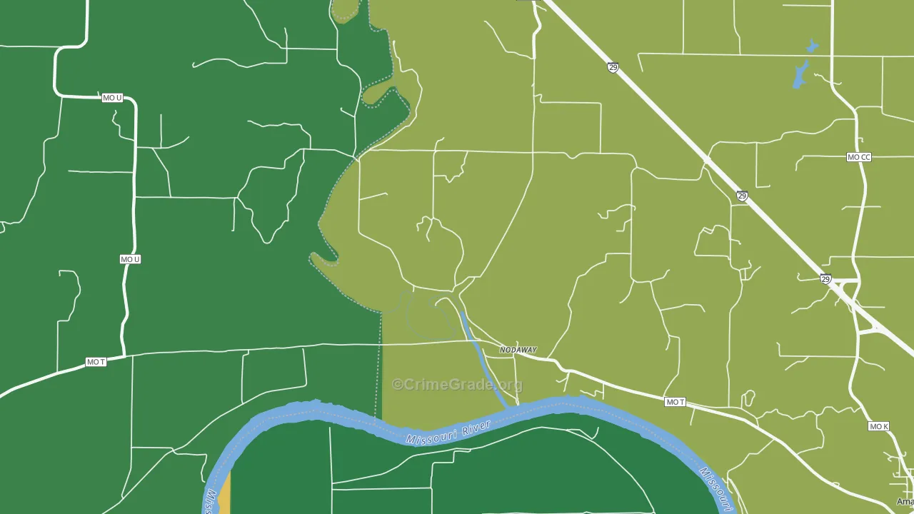 Nodaway, MO Map of Theft Rates