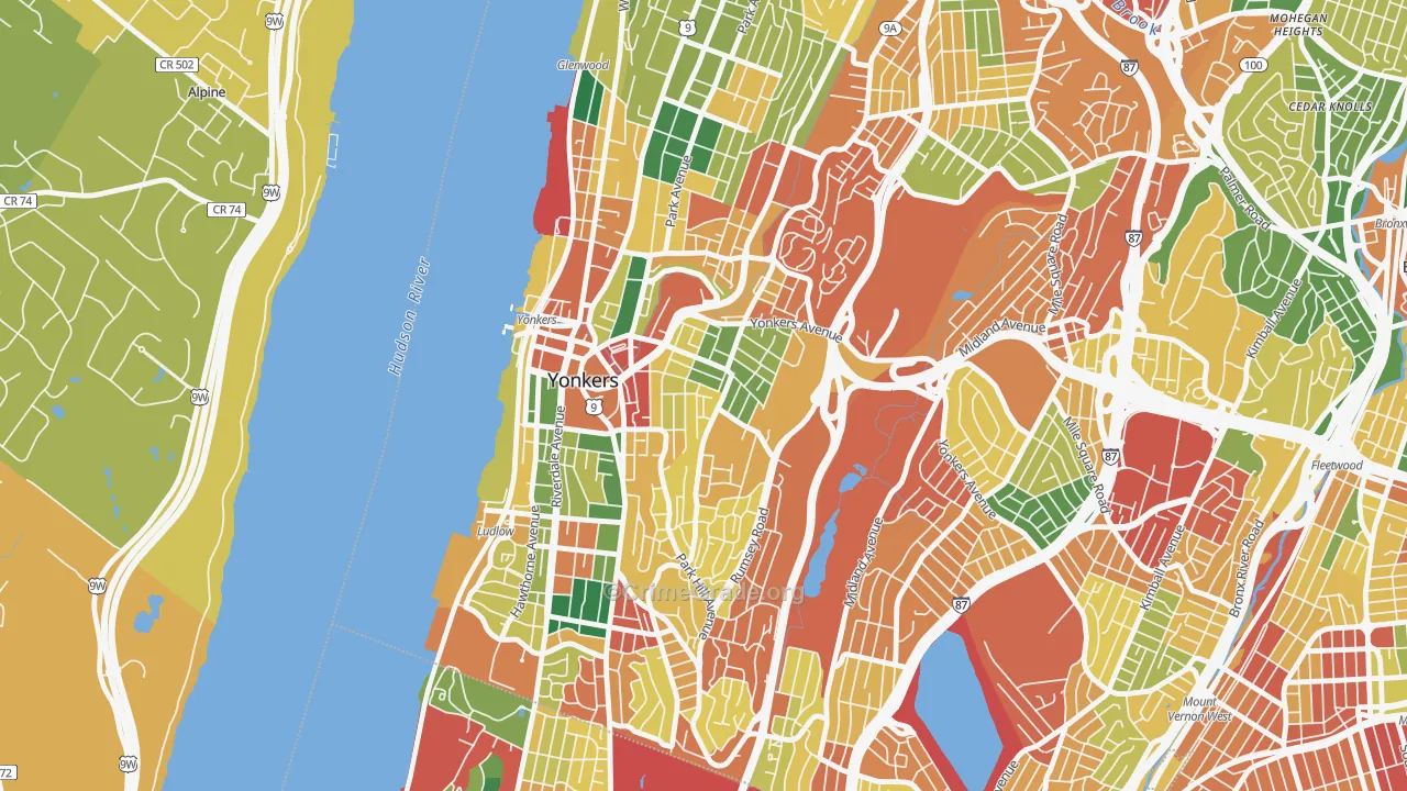 Nodine Hill, Yonkers, NY Map of Theft Rates