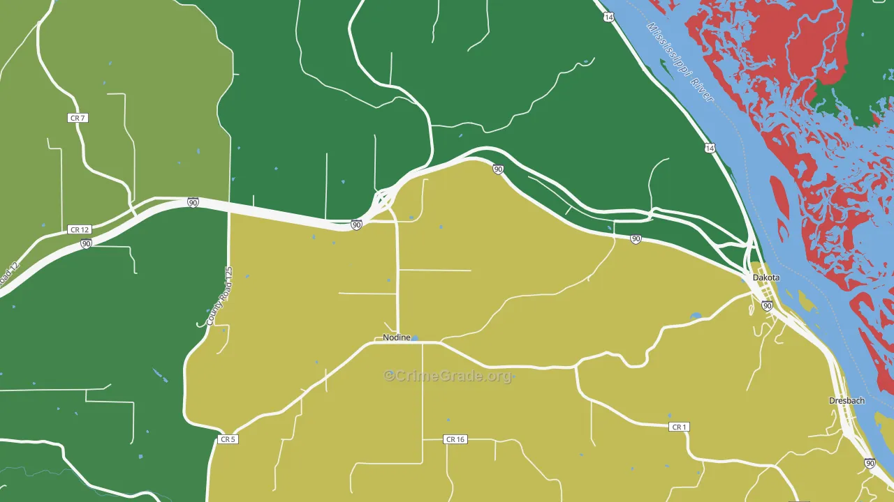 Nodine, MN Map of Theft Rates
