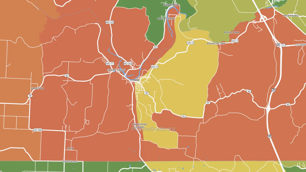 Noel, MO Map of Theft Rates
