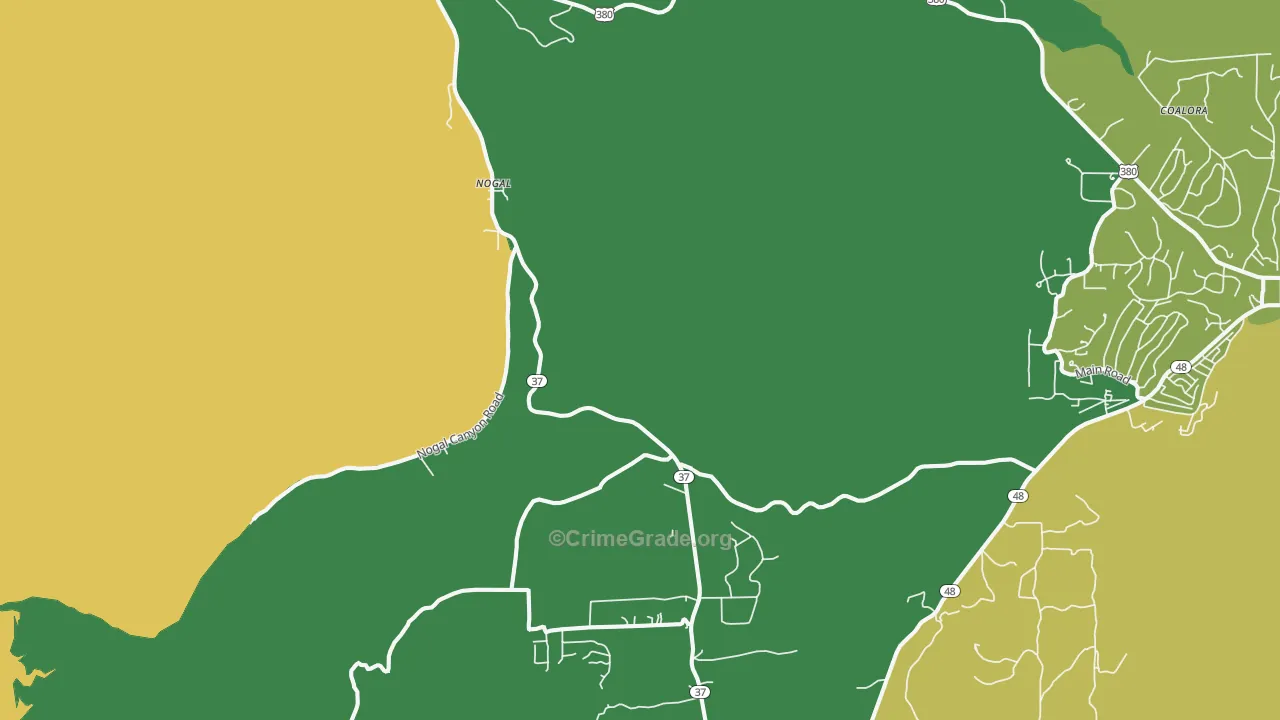 Nogal, NM Map of Theft Rates
