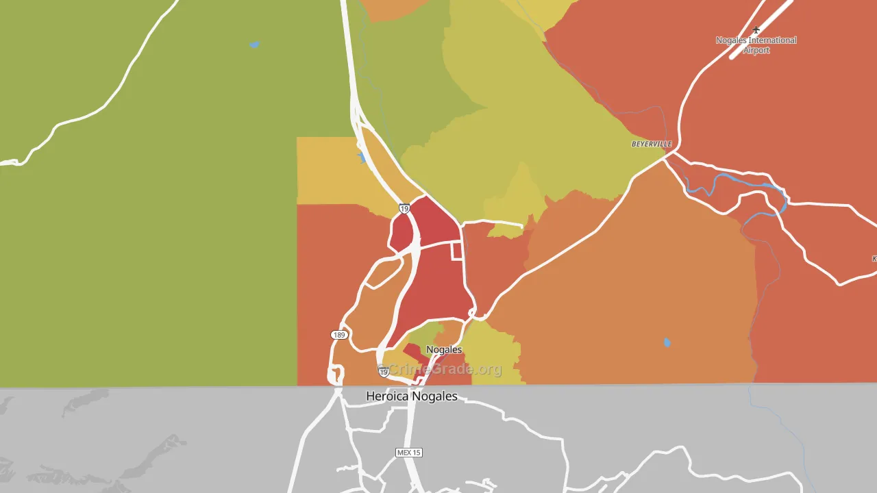 Nogales, AZ Map of Theft Rates