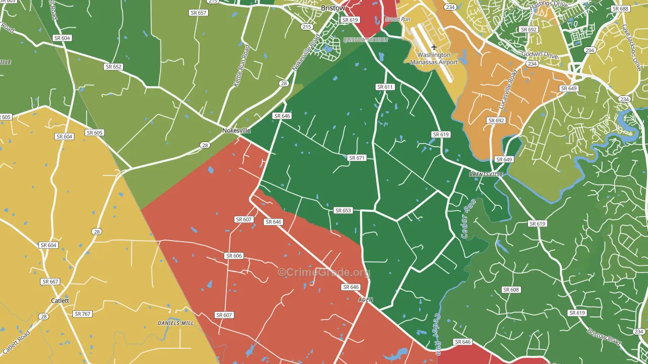 Nokesville, VA Map of Theft Rates