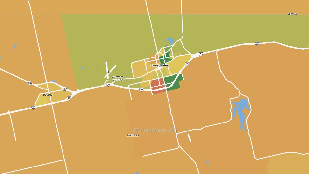 Nolan County, TX Map of Theft Rates