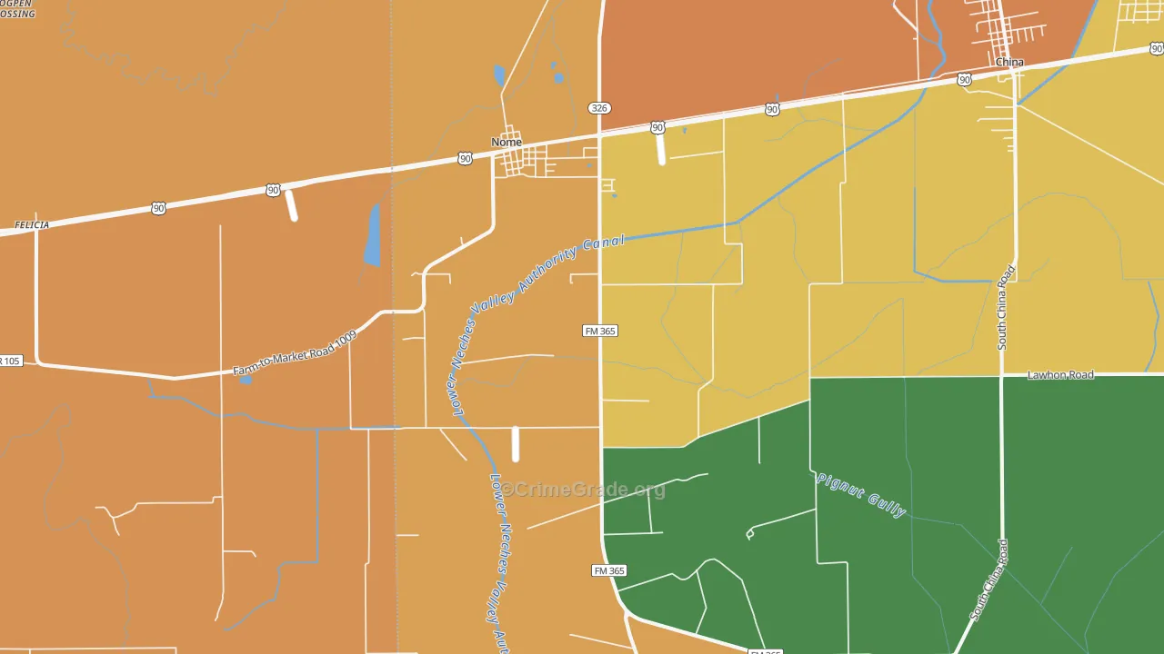 Nome, TX Map of Theft Rates