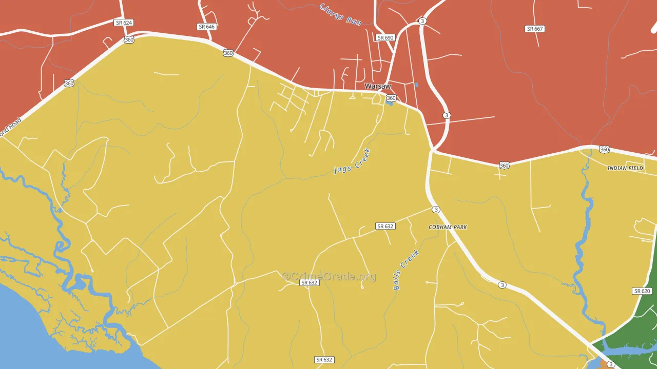 Nomini Grove, VA Map of Theft Rates