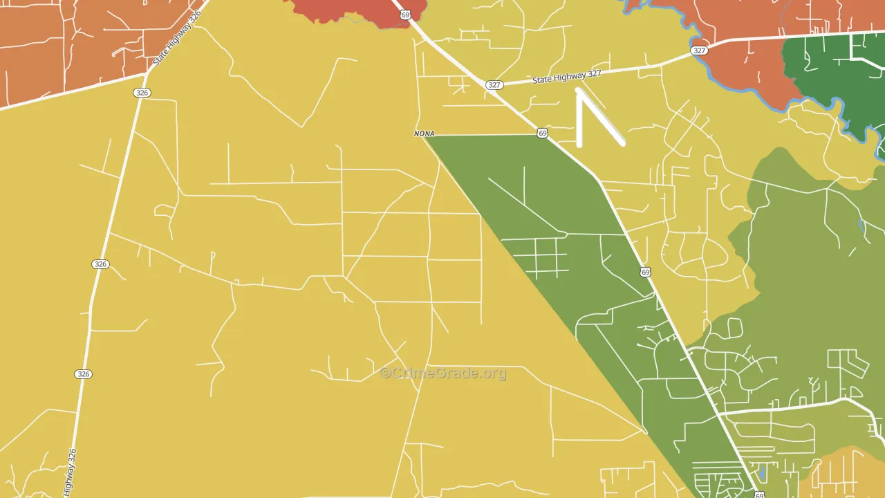 Nona, TX Map of Theft Rates