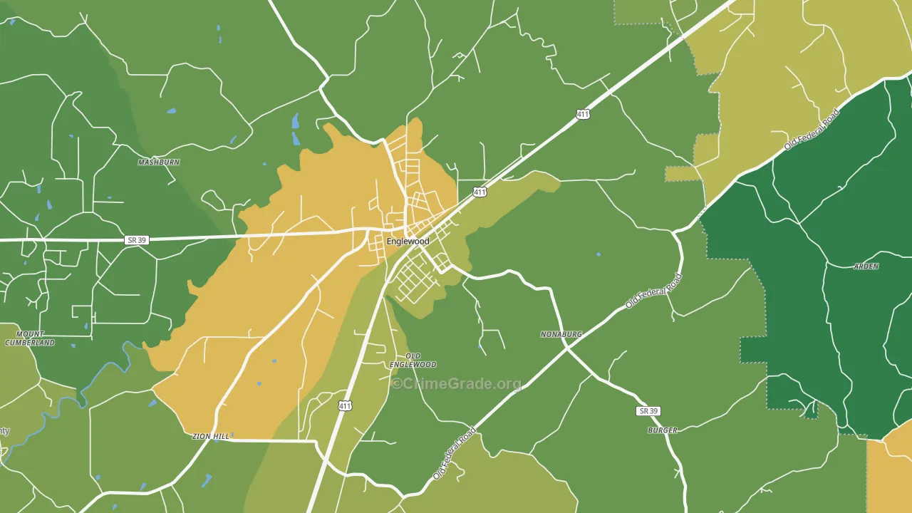 Nonaburg, TN Map of Theft Rates