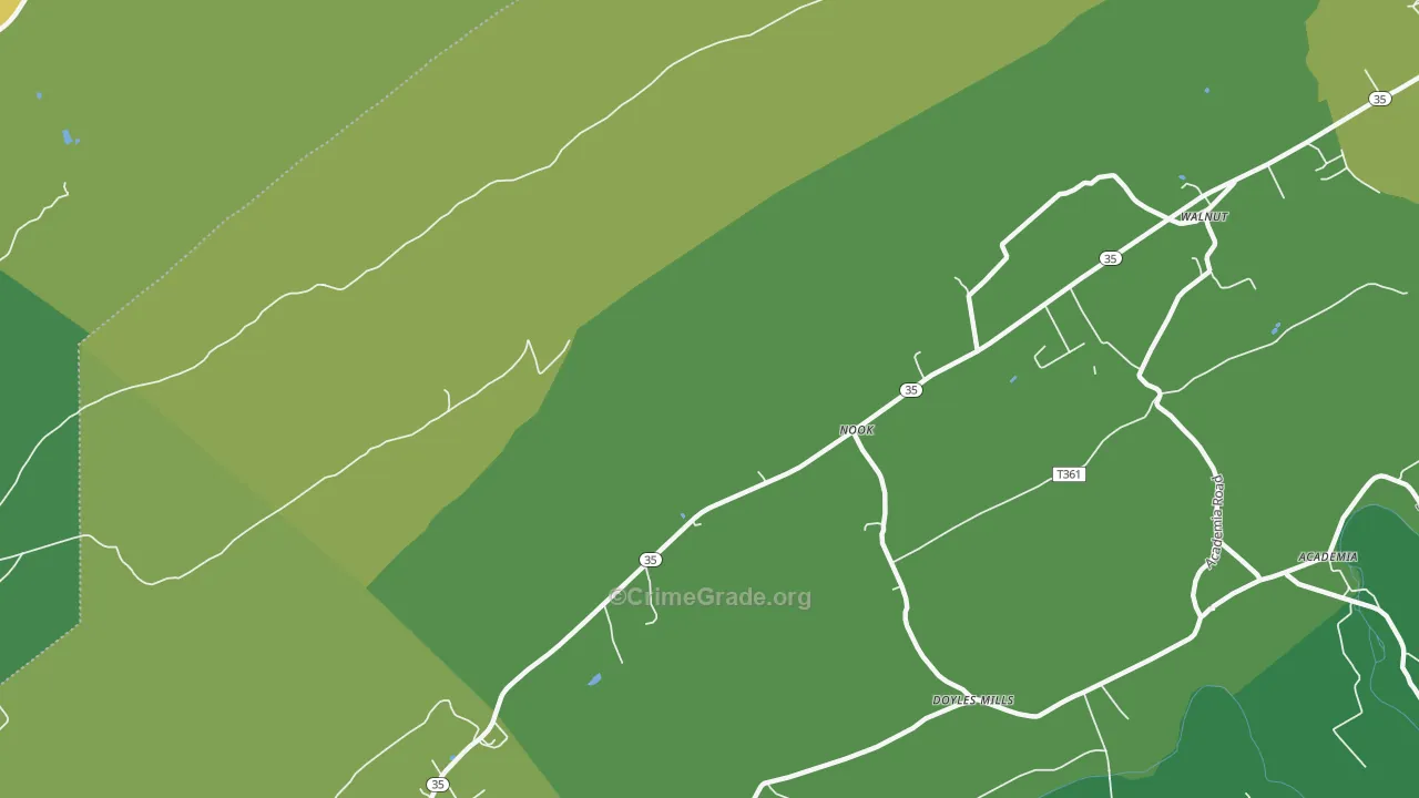 Nook, PA Map of Theft Rates