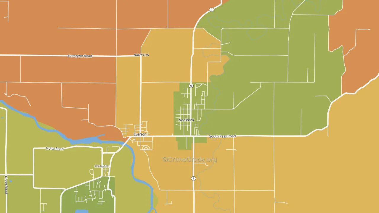Nooksack, WA Map of Theft Rates